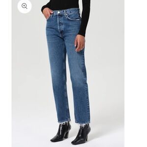 Agolde Straight Leg Jeans in Classic Blue Denim